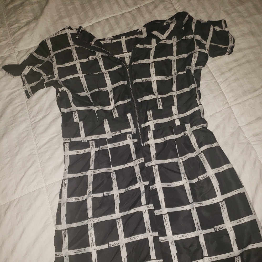 Plaid zip up mini dress